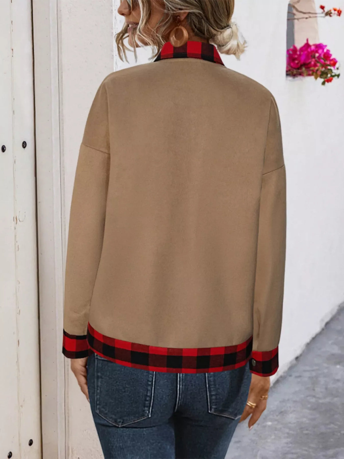 Plaid Button Up Casual Outerwear