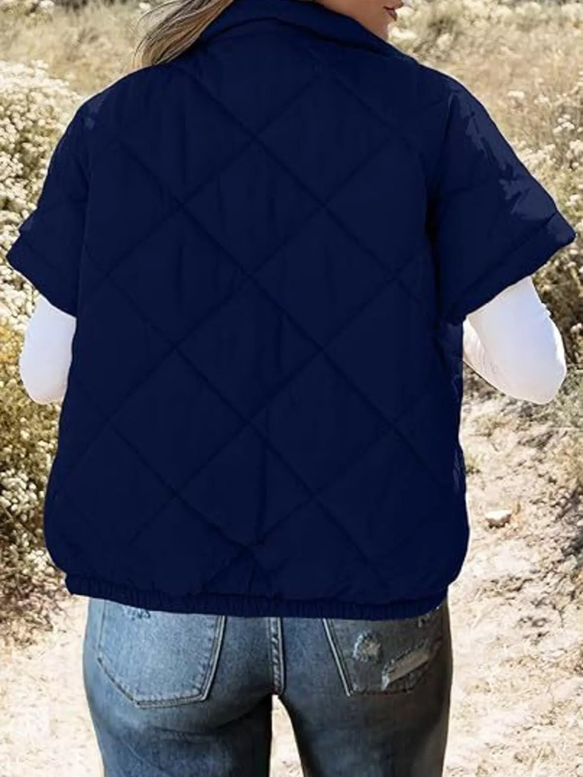 Quilted Zip Up Short Sleeve Winter Coat