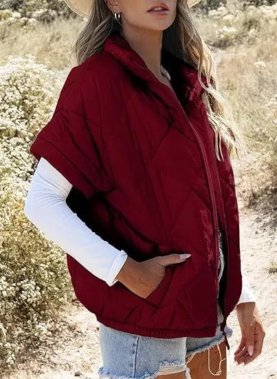 Quilted Zip Up Short Sleeve Winter Coat