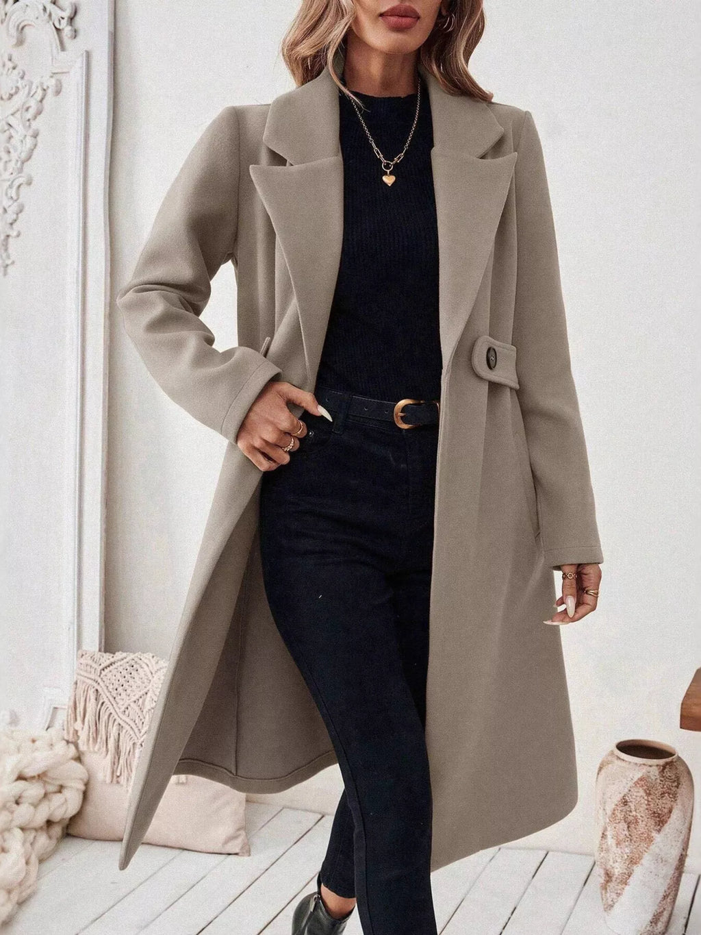 Lapel Collar Longline Coat