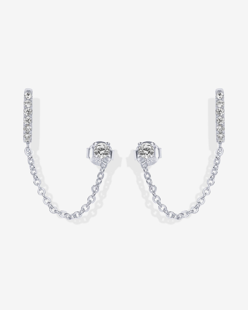 Chained Huggie Hoop with CZ Stud