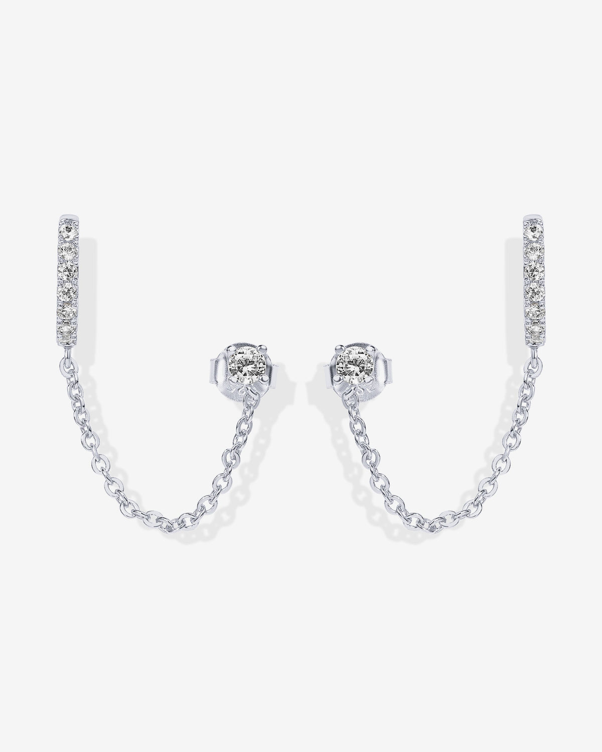 Chained Huggie Hoop with CZ Stud