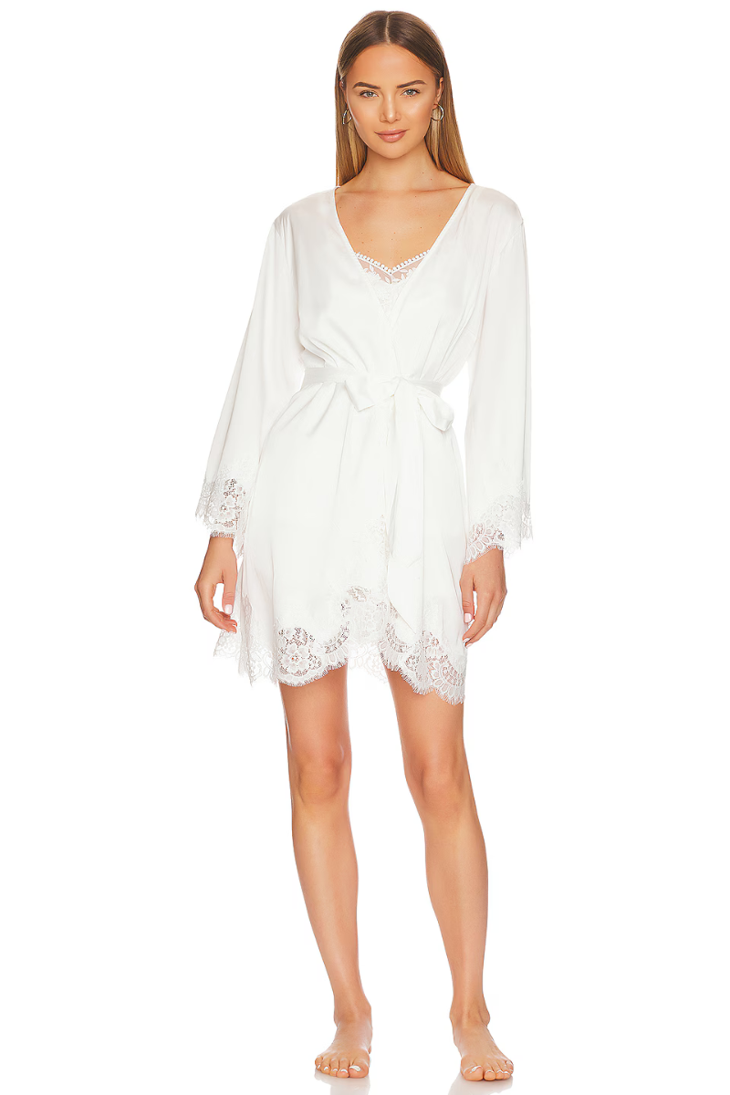 Sian Mini Lace Robe - White