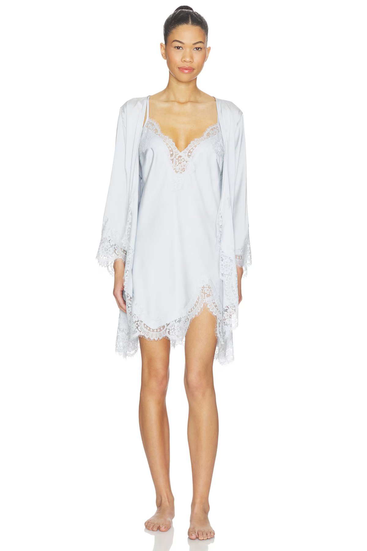 Sian Lace Robe - Eggshell Blue