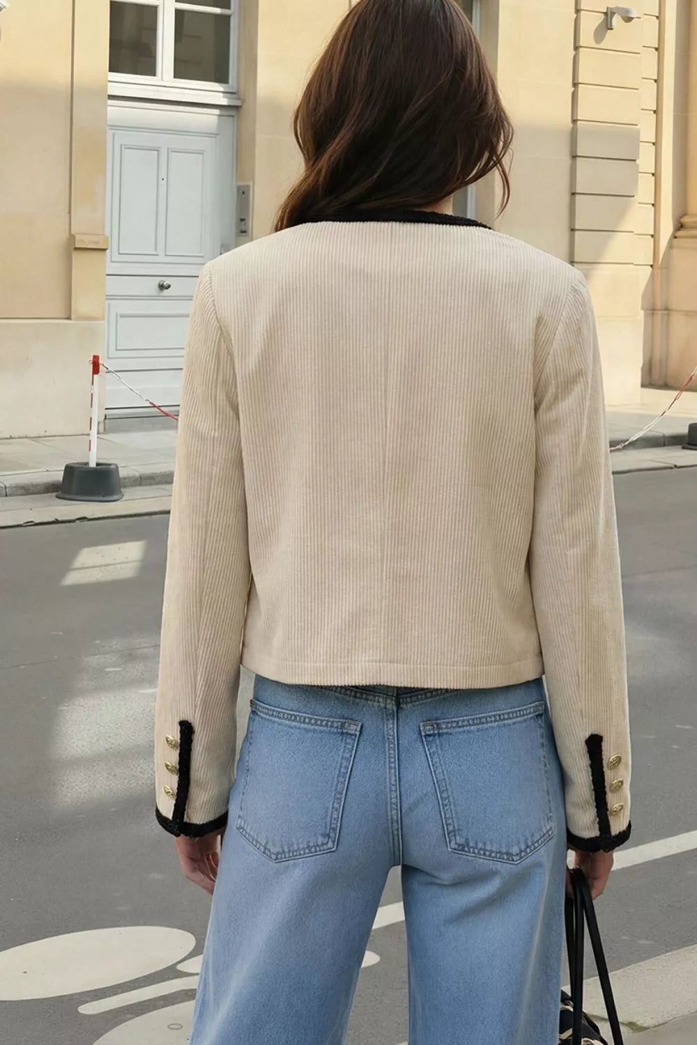 Contrast Trim Cropped Outerwear