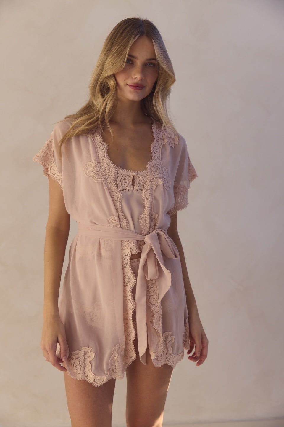 Valentina Mini Chiffon Robe Blush