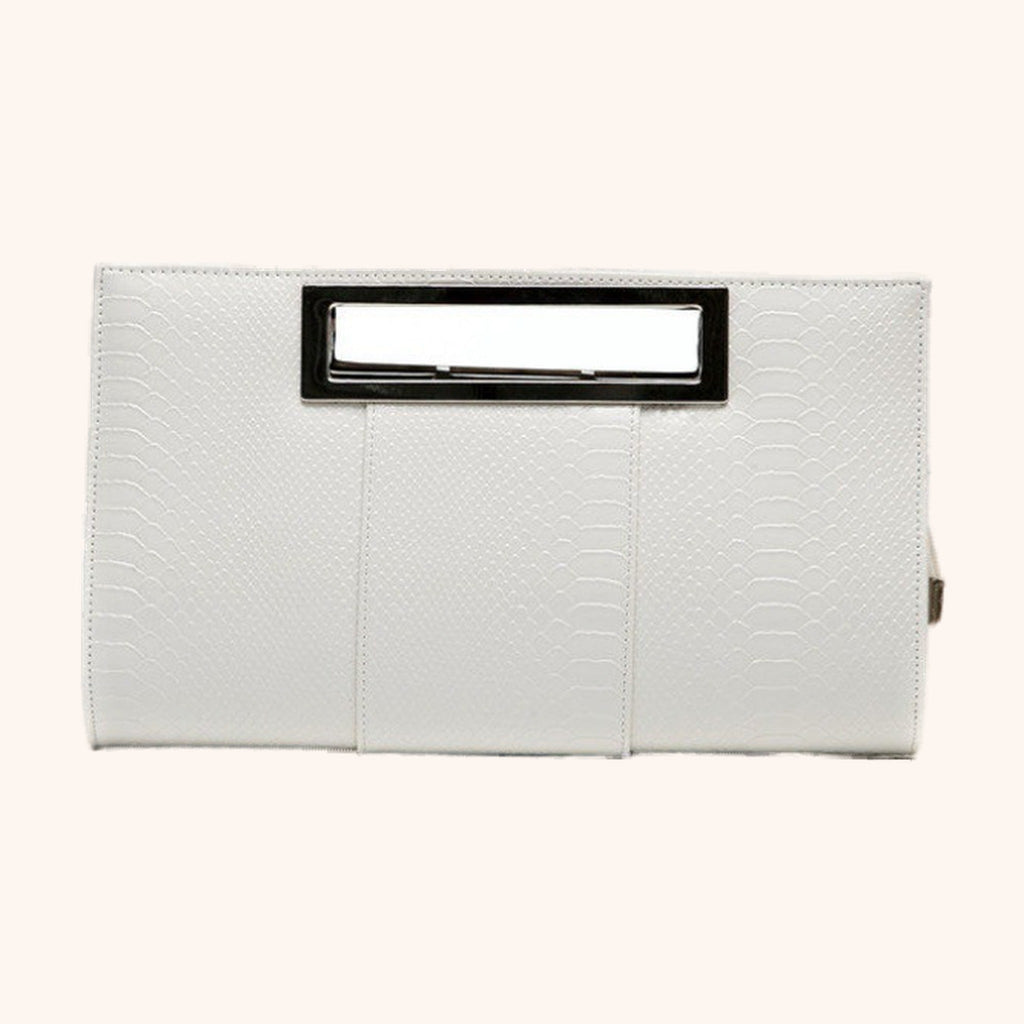 Pochette Effet Croco Poignée Métallique