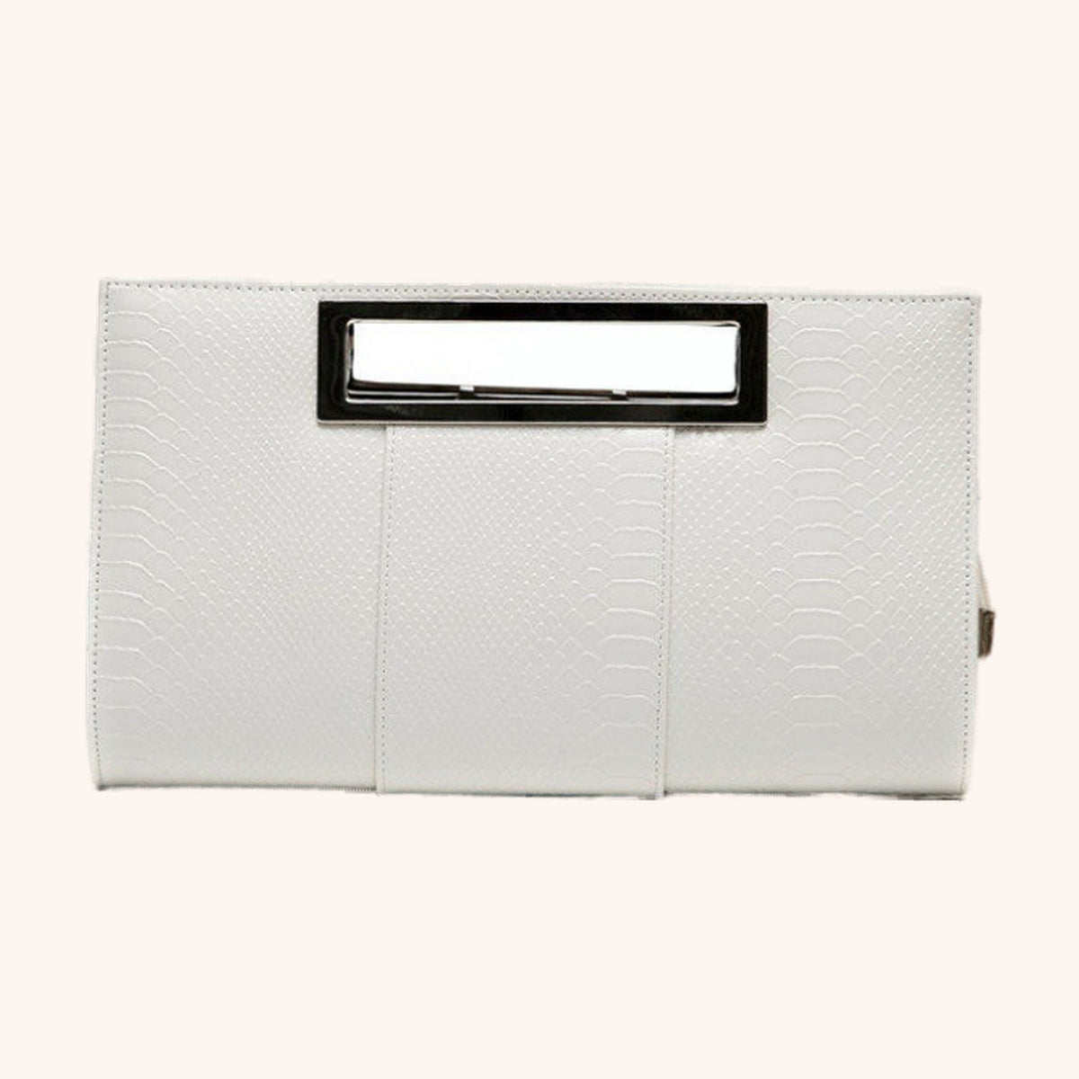 Pochette Effet Croco Poignée Métallique