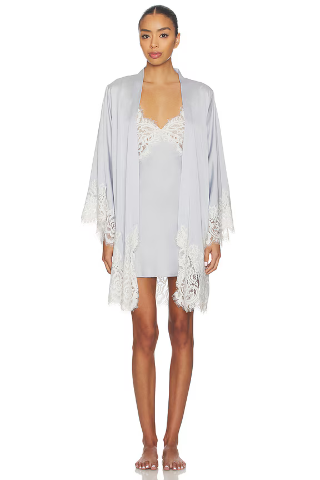 Peyton Short Lace Slip  - Eggshell Blue