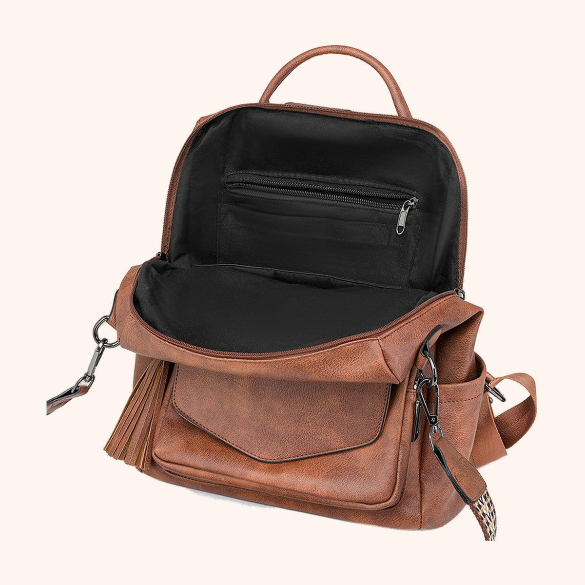 Sac à Dos Rétro Bicolore avec Pochette Assortie