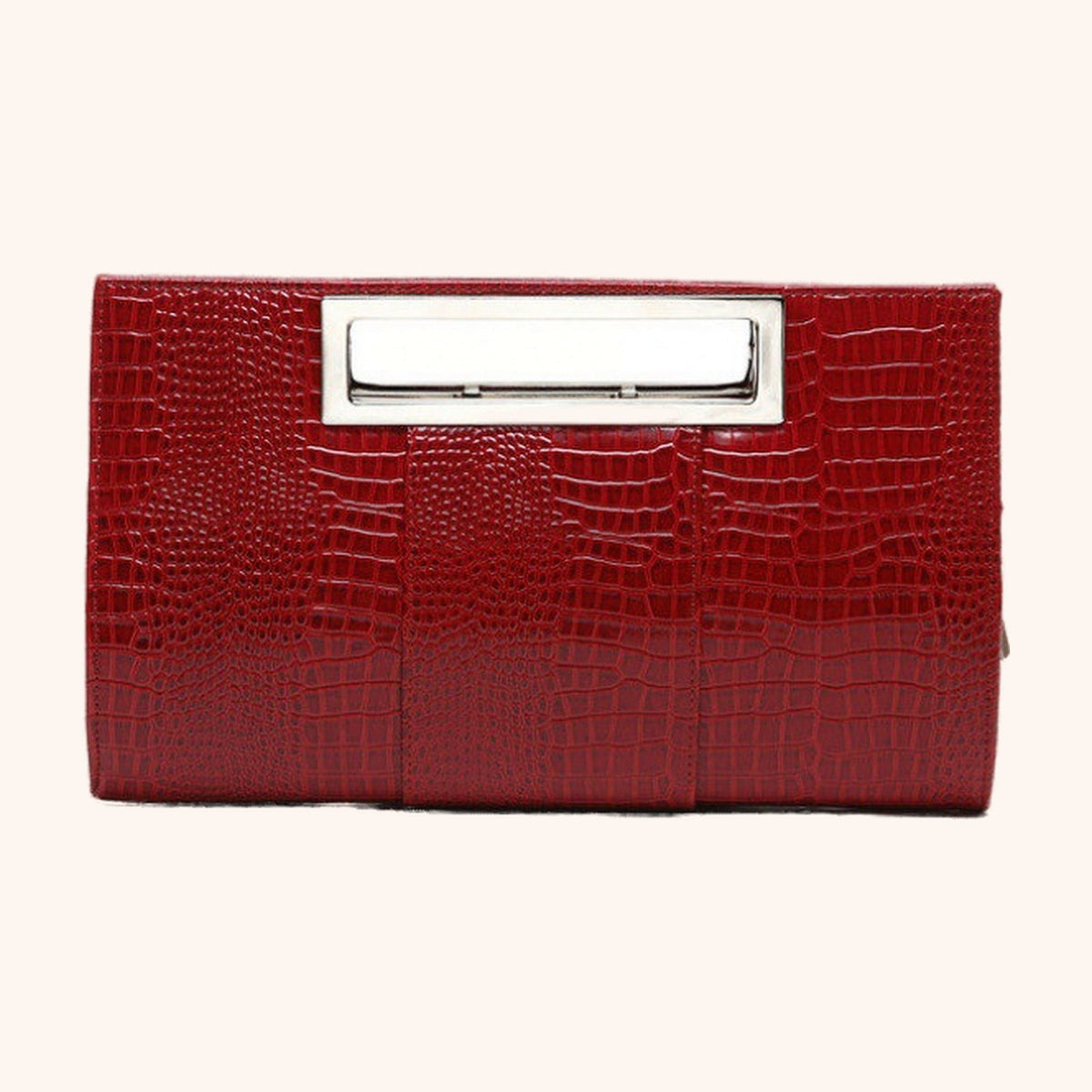 Pochette Effet Croco Poignée Métallique