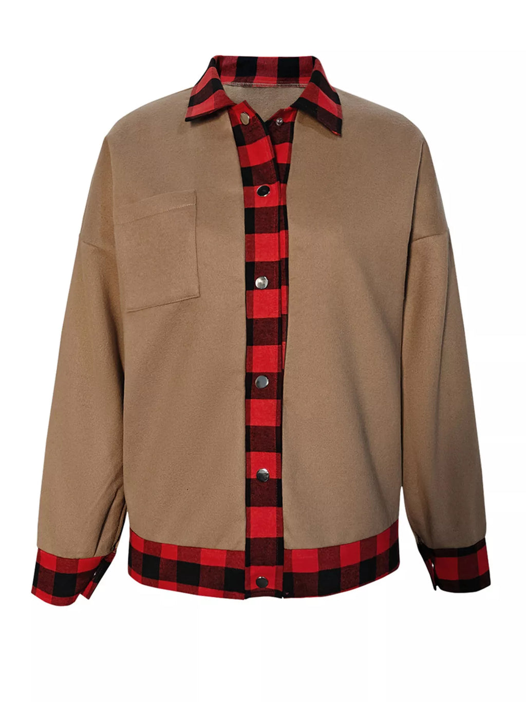 Plaid Button Up Casual Outerwear