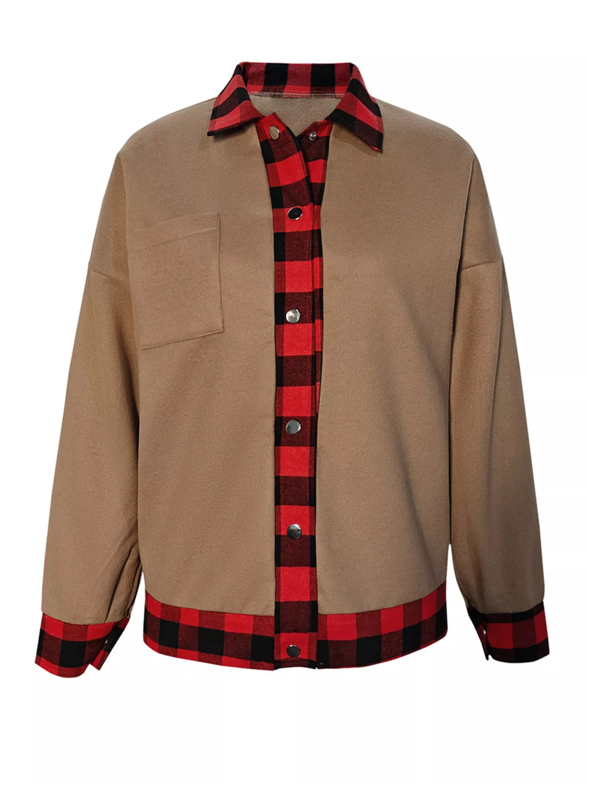 Plaid Button Up Casual Outerwear