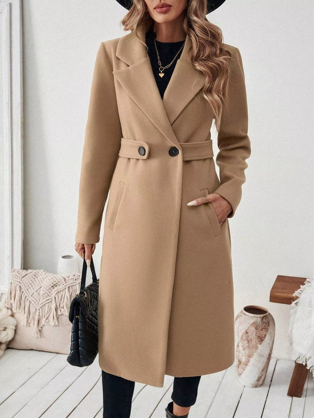 Lapel Collar Longline Coat