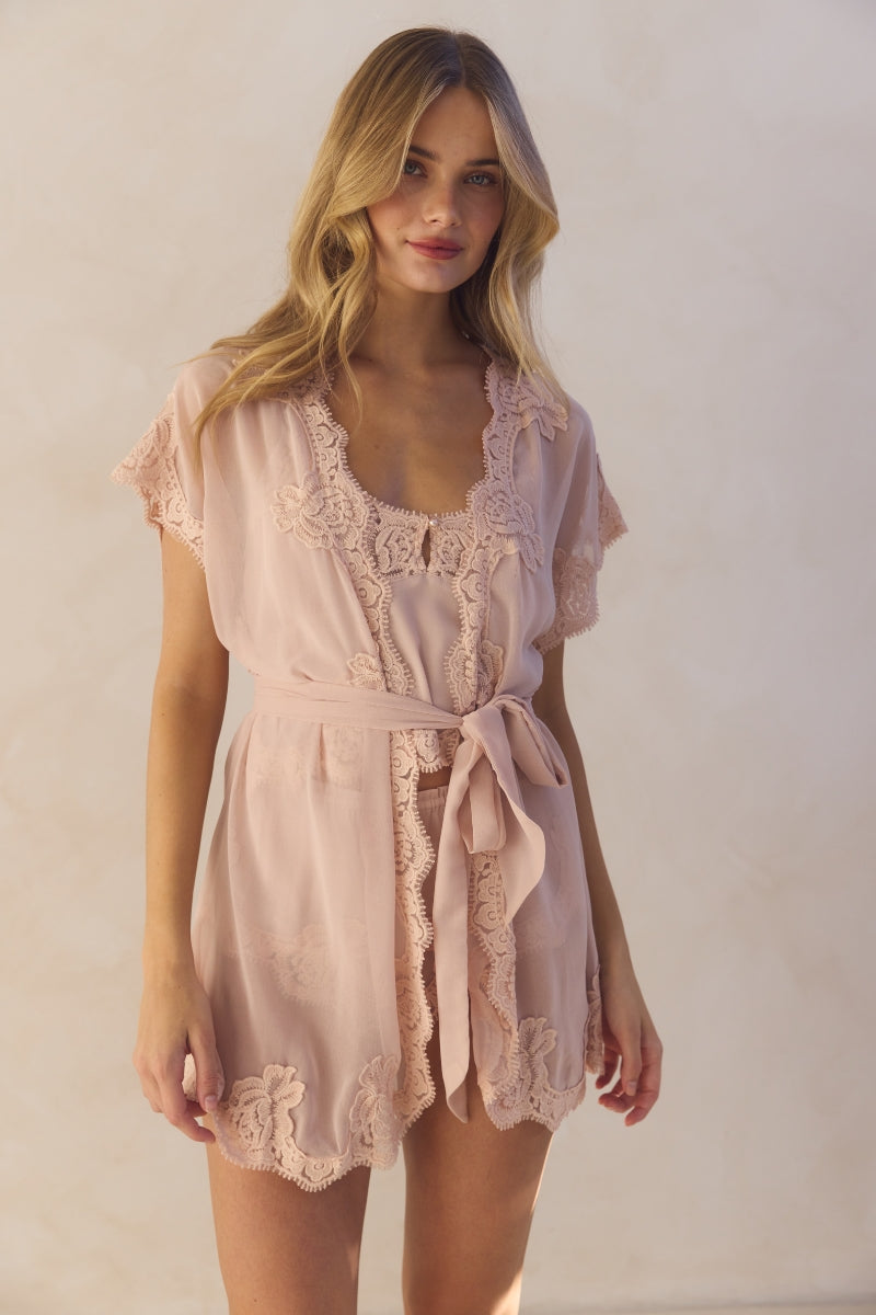 Valentina Lace Cami Set - Blush