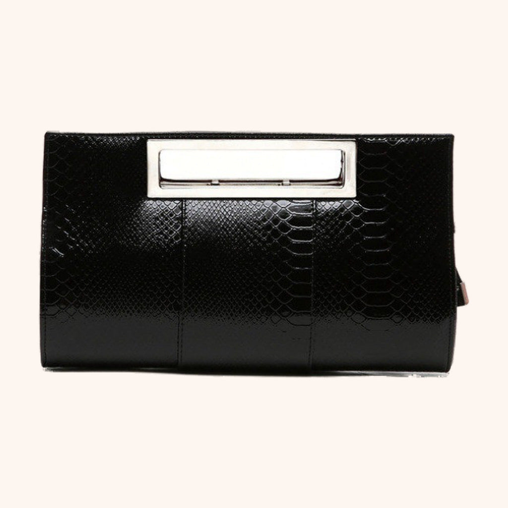 Pochette Effet Croco Poignée Métallique