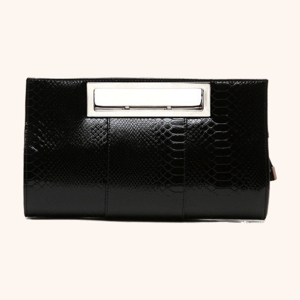 Pochette Effet Croco Poignée Métallique