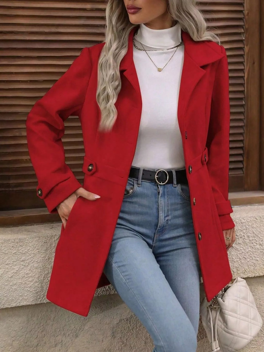 Single-Breasted Long Sleeve Coat