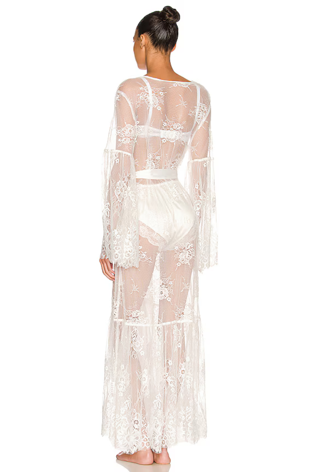 Georgina Long Lace Bridal Robe – White