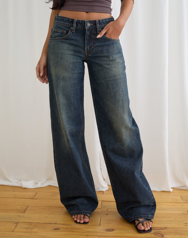 Low Rise Roomy Jeans in Aged Mid Blue