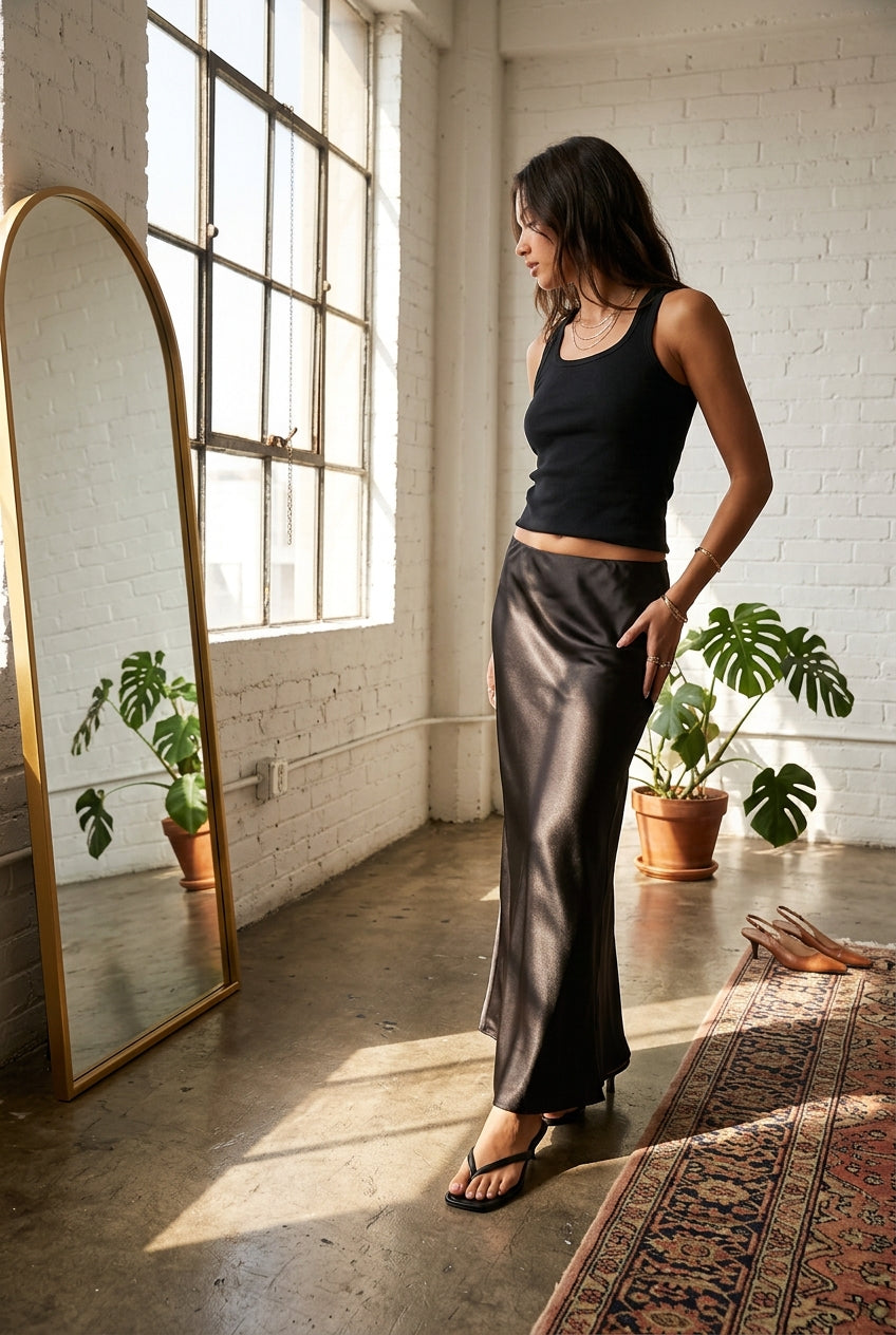 SATIN MAXI SKIRT