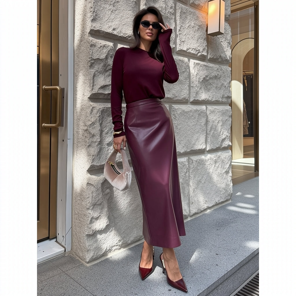 LEATHER MAXI SKIRT