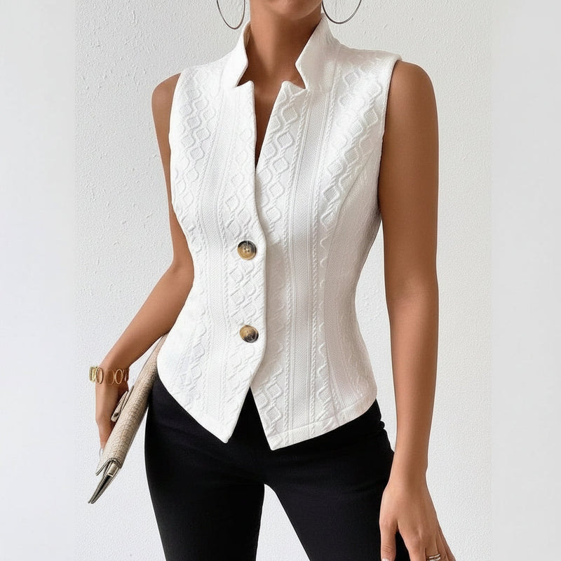 Odette — Gilet sans manches texturé à boutons