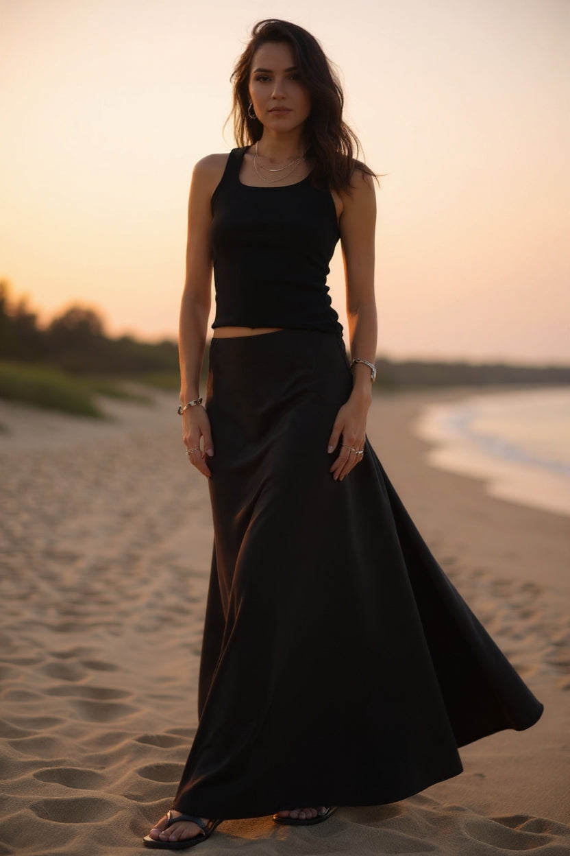 SATIN MAXI SKIRT