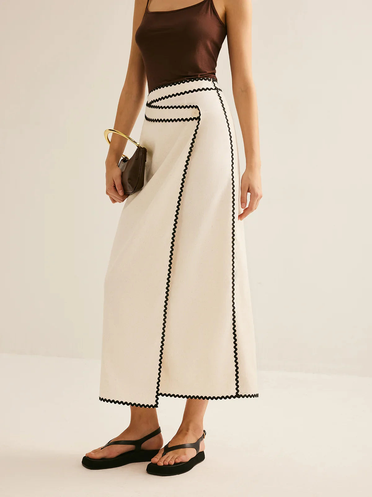 WAVE TRIM MIDI SKIRT