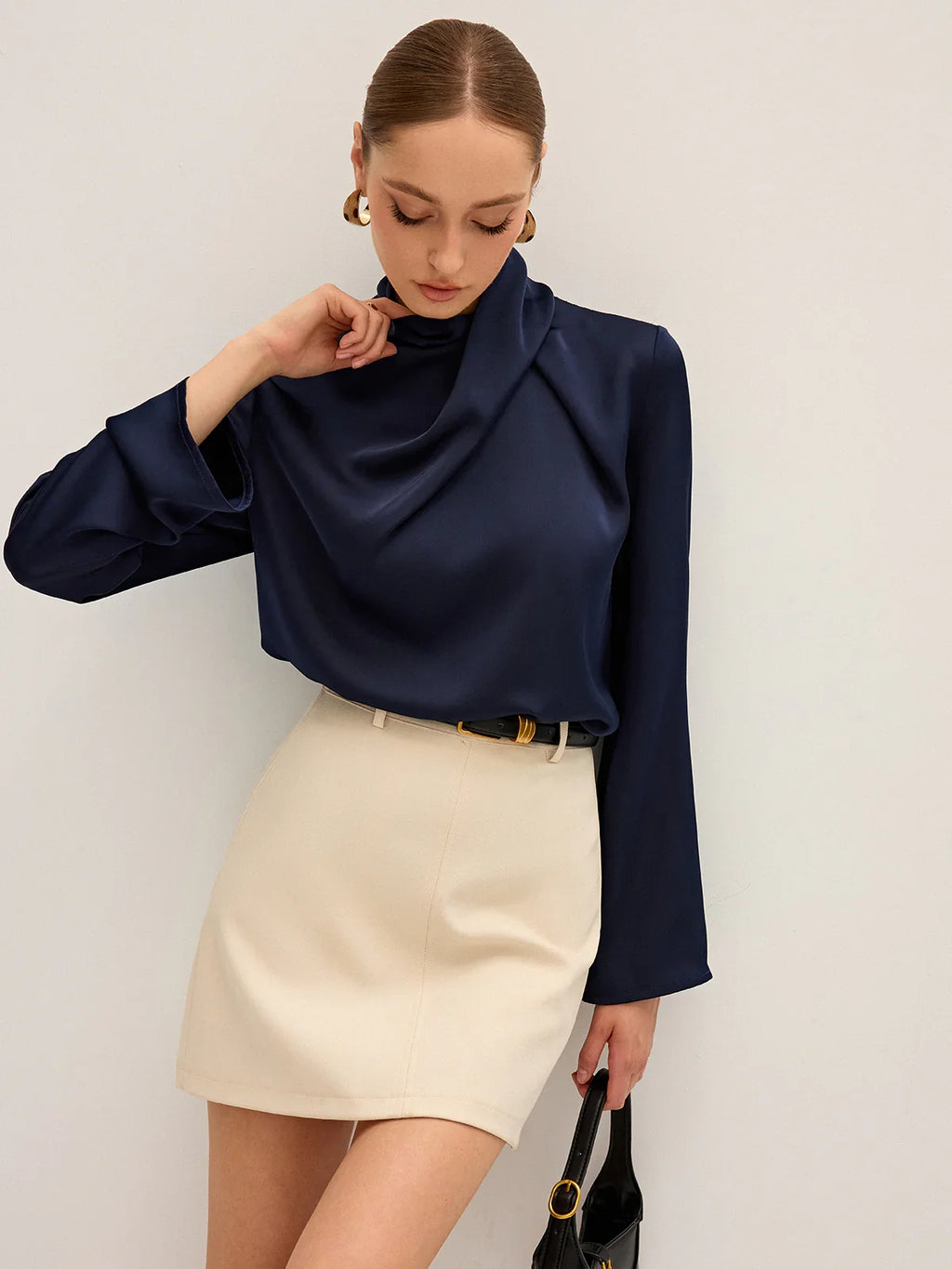 SATIN DRAPED BLOUSE