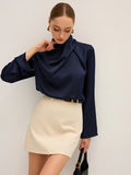 SATIN DRAPED BLOUSE
