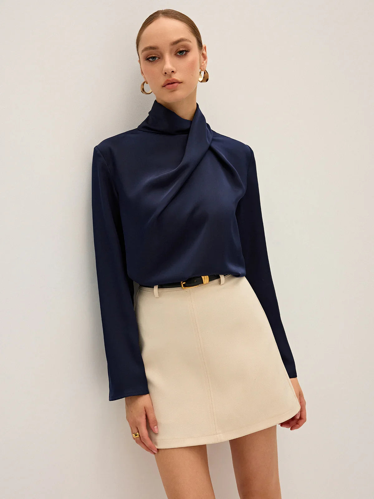 SATIN DRAPED BLOUSE