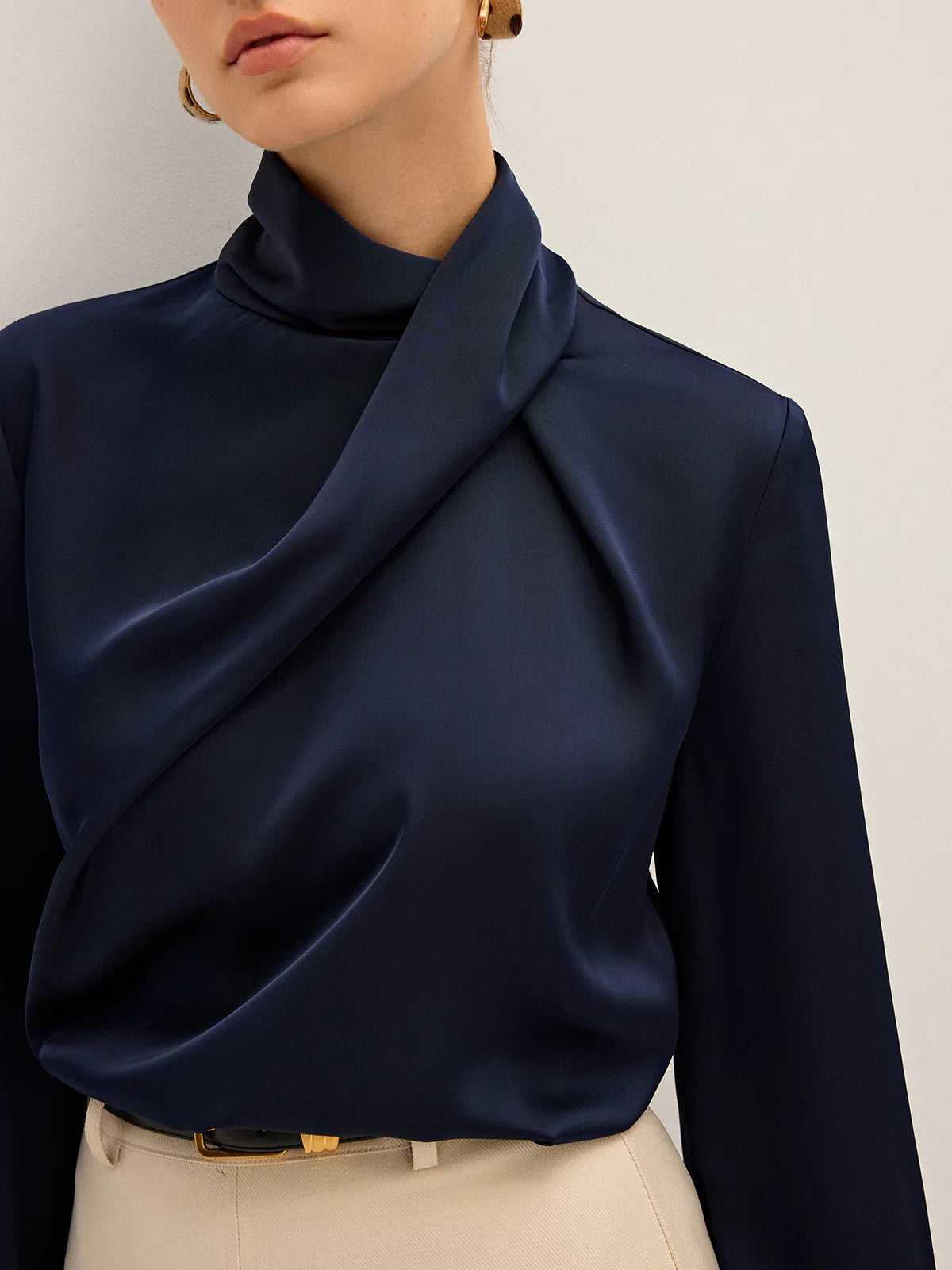 SATIN DRAPED BLOUSE