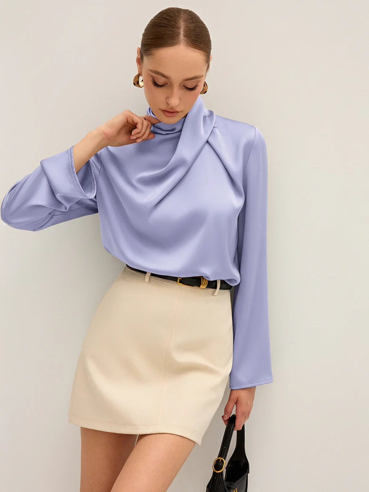 SATIN DRAPED BLOUSE