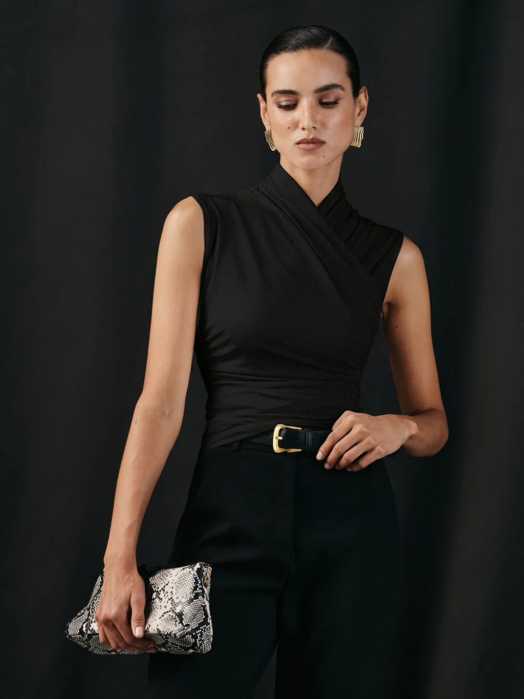 Gabrielle — Sleeveless Wrap-Neck Top