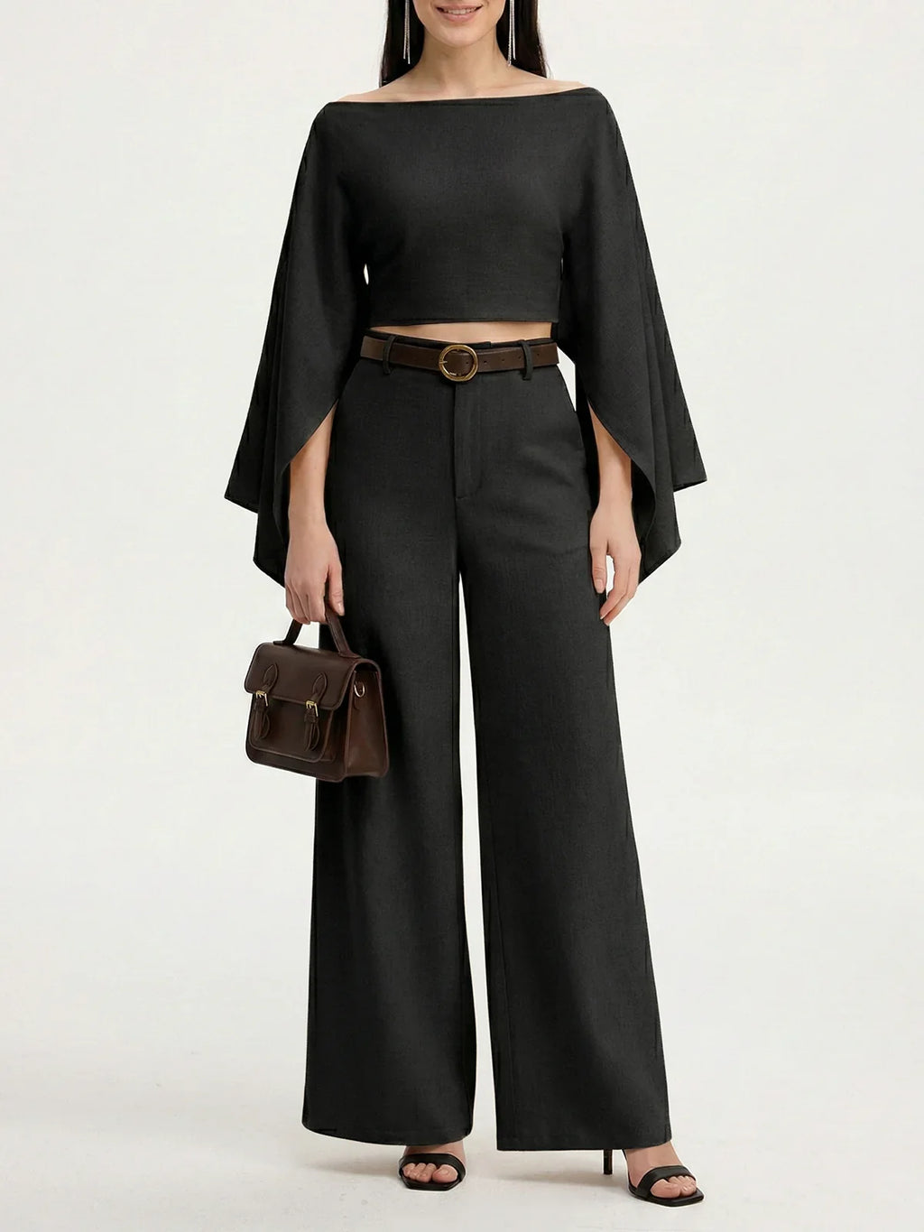 BELTED WIDE-LED PANTS