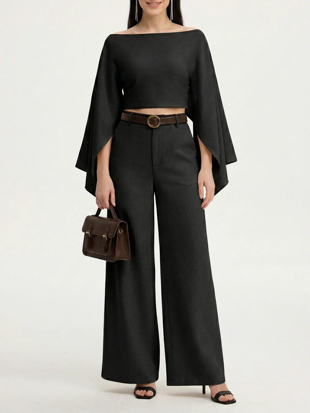 BELTED WIDE-LED PANTS