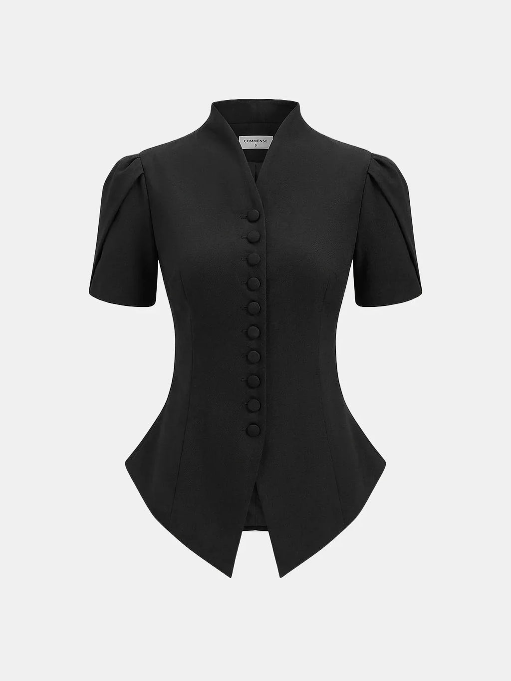 Aurore — Fitted Short-Sleeve Button Top