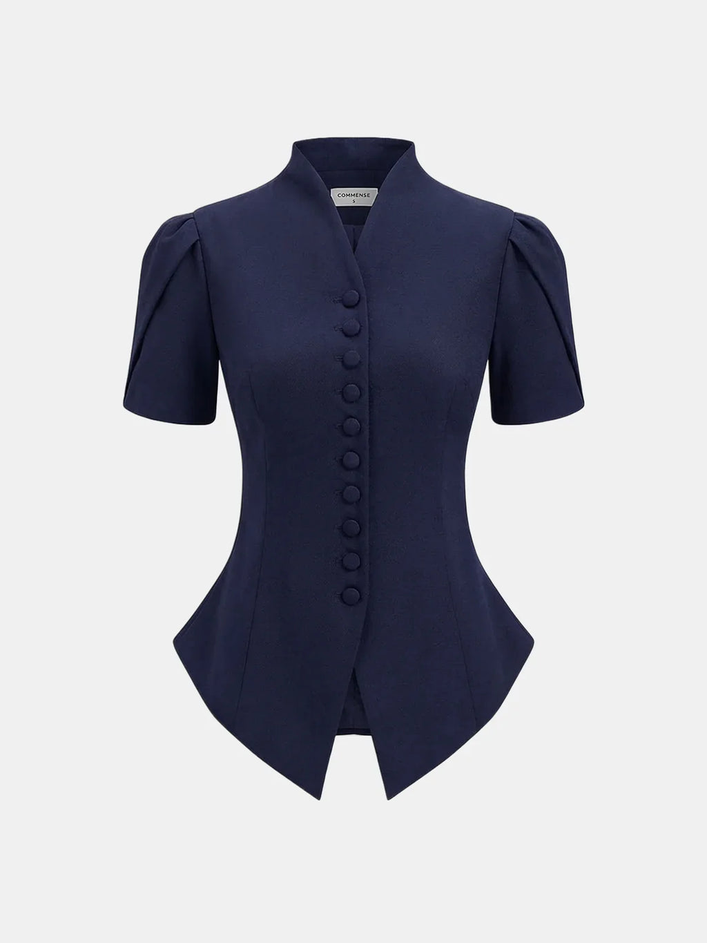 Aurore — Fitted Short-Sleeve Button Top