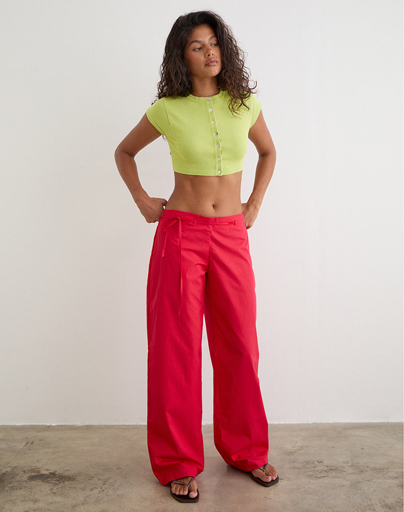 Brun Trouser with Tie in Poplin Scarlet Red