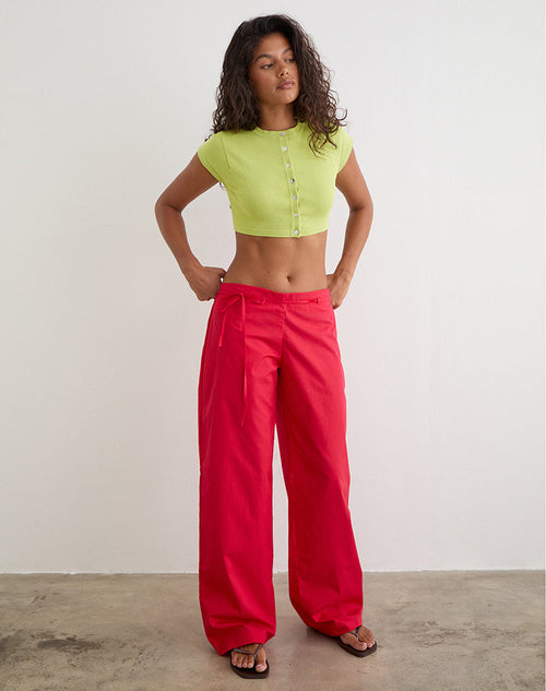 Brun Trouser with Tie in Poplin Scarlet Red