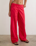 Brun Trouser with Tie in Poplin Scarlet Red