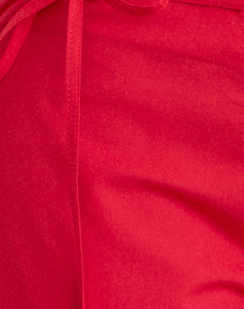 Brun Trouser with Tie in Poplin Scarlet Red