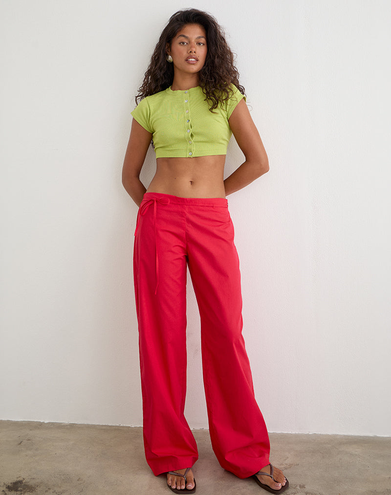 Brun Trouser with Tie in Poplin Scarlet Red