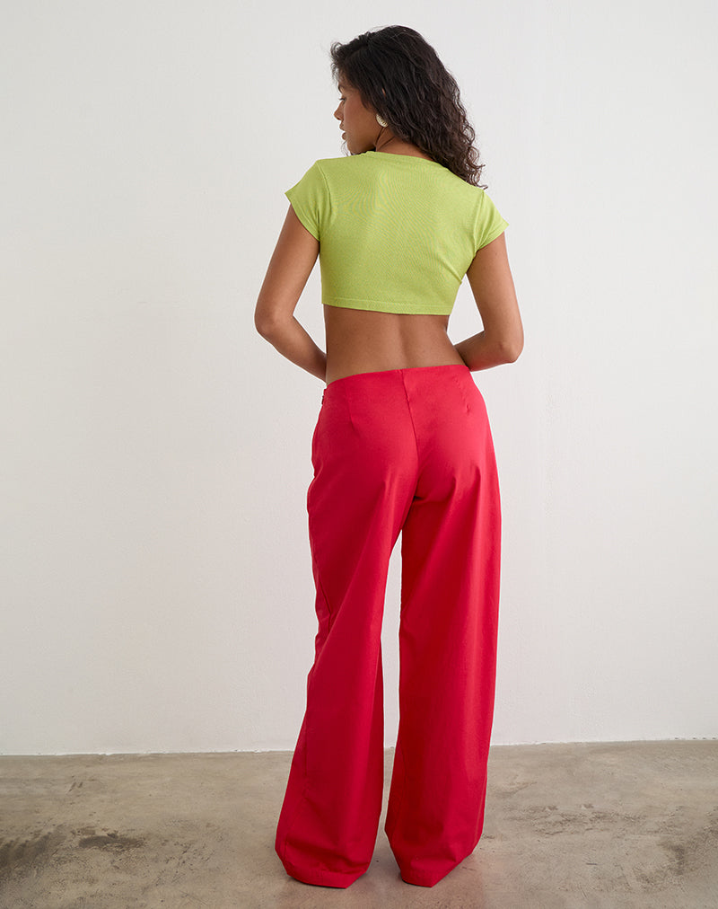 Brun Trouser with Tie in Poplin Scarlet Red