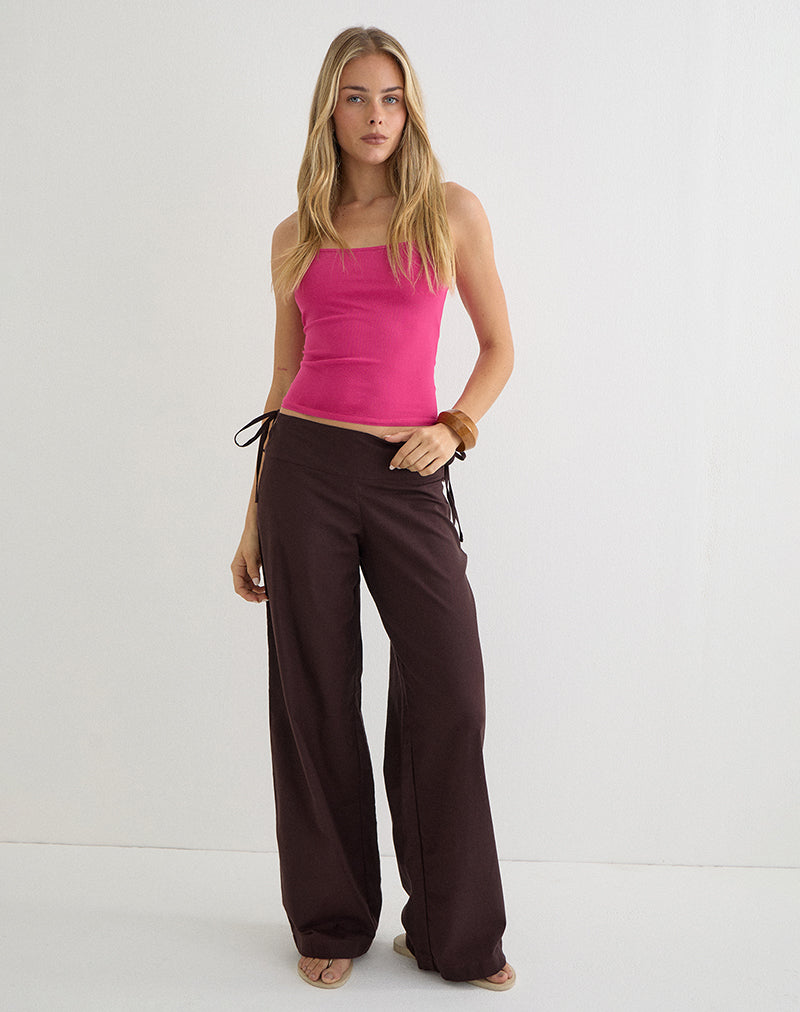 Olesy Trouser in Linen Deep Mahogany