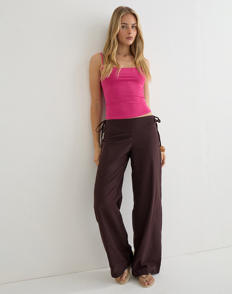 Olesy Trouser in Linen Deep Mahogany