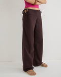 Olesy Trouser in Linen Deep Mahogany