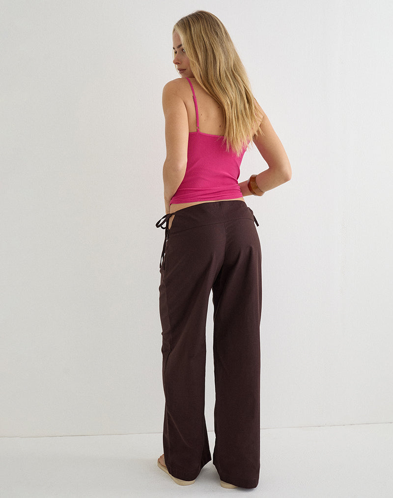 Olesy Trouser in Linen Deep Mahogany