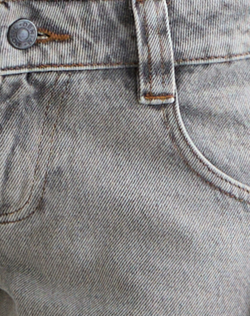 Low Rise Bell Bottom Flare Jeans in Bleached Grey
